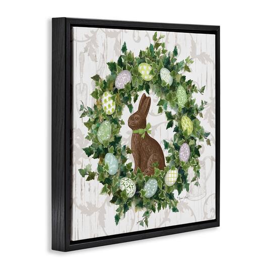 Stupell Industries Spring Easter Egg Wreath Floater Framed Art